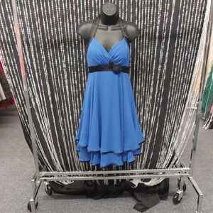 Retro Royal/Black Chiffon A-Line Swing Dress
